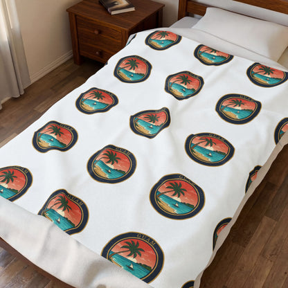 Guam Seal Velveteen Plush Blanket — Modern Island Emblem Throw