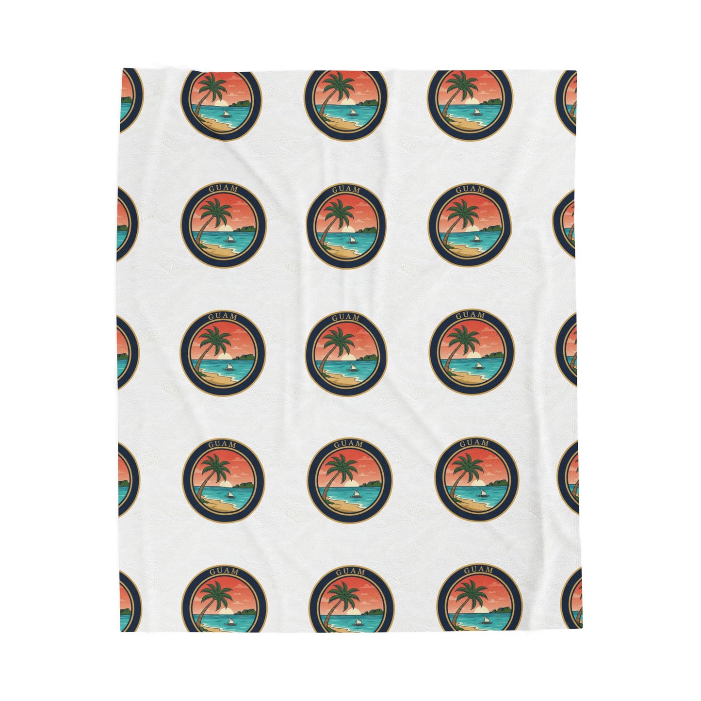 Guam Seal Velveteen Plush Blanket — Modern Island Emblem Throw