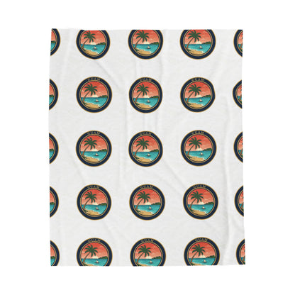 Guam Seal Velveteen Plush Blanket — Modern Island Emblem Throw