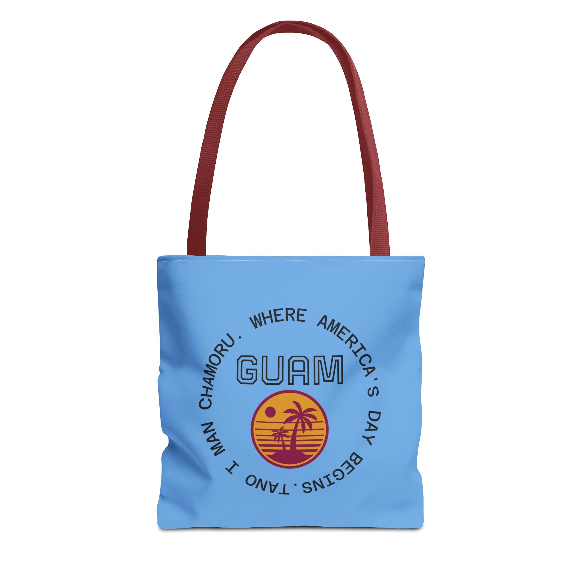 Guam Retro Sunset Tote Bag — Vacation Beach AOP Tote with 'Where