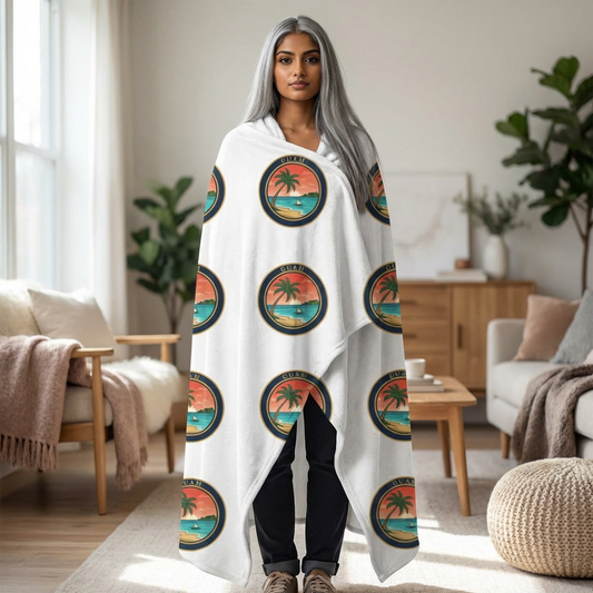 Guam Seal Velveteen Plush Blanket — Modern Island Emblem Throw