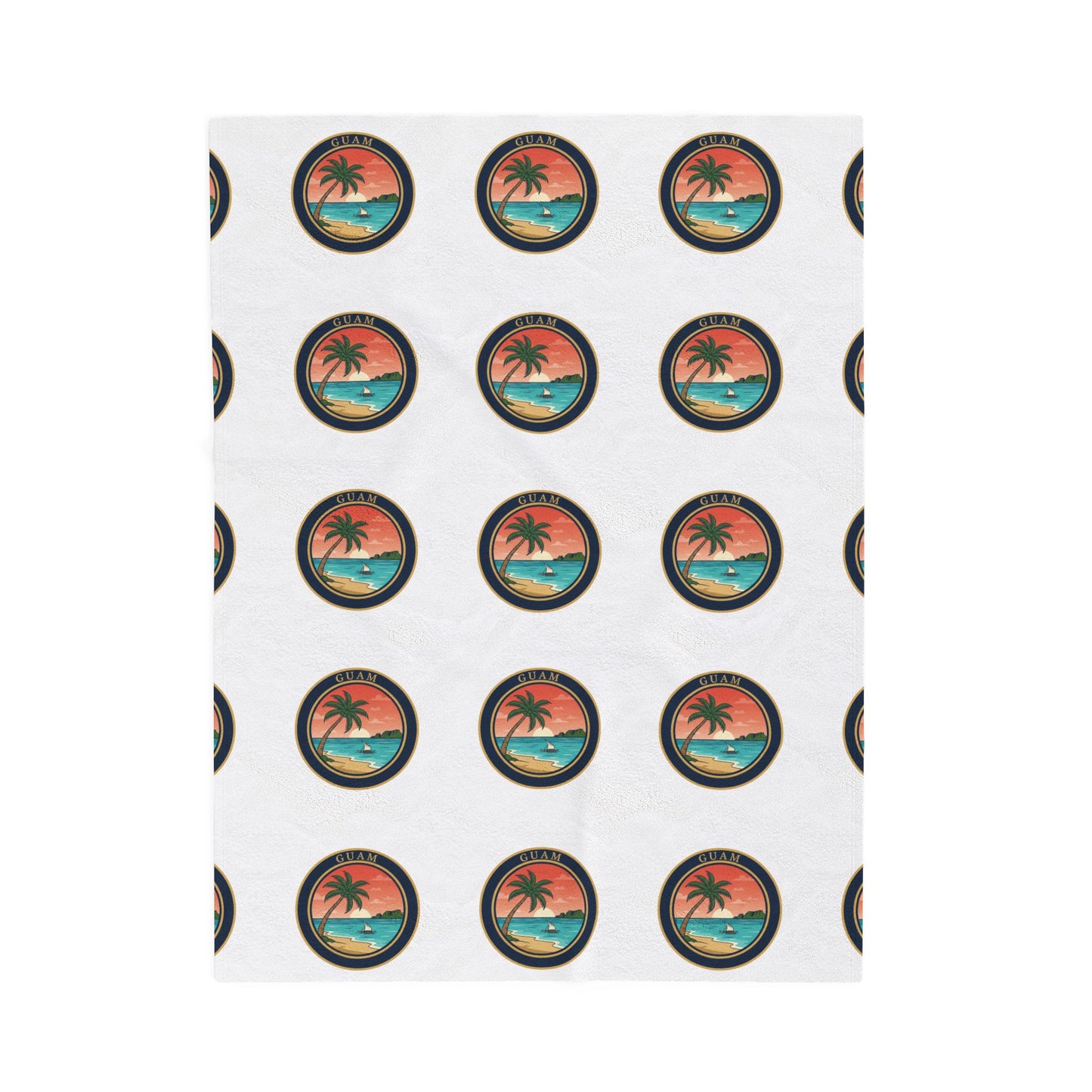 Guam Seal Velveteen Plush Blanket — Modern Island Emblem Throw
