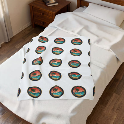 Guam Seal Velveteen Plush Blanket — Modern Island Emblem Throw